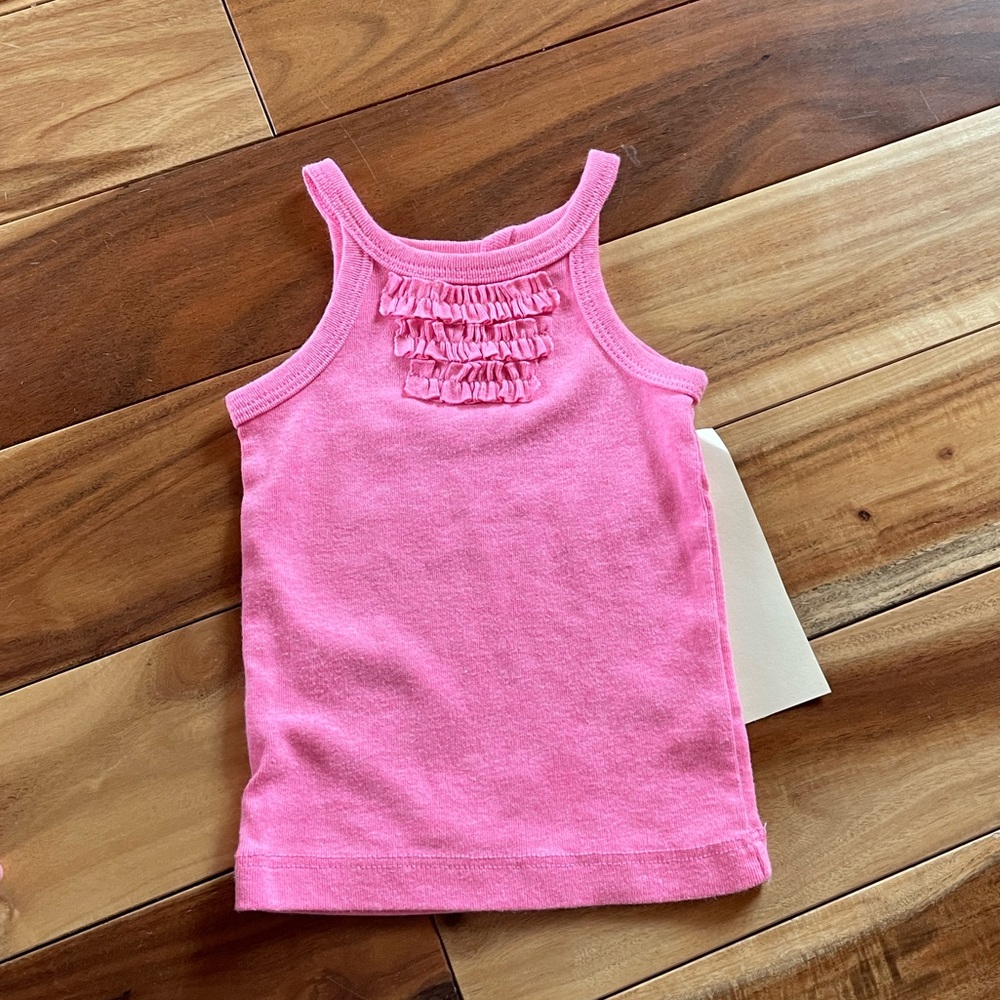 Pink Ruffled Kids Tank Top